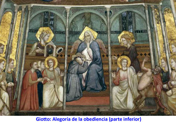 Giotto: Alegoría de la obediencia (parte inferior) Giotto: Alegoría de la obediencia (parte inferior)