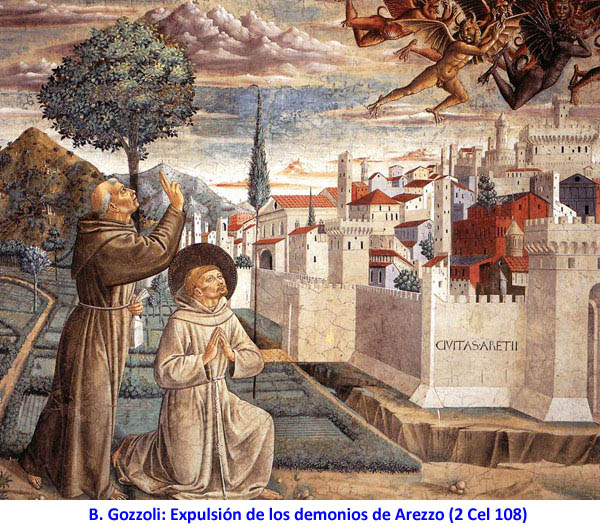 B. Gozzoli: Expulsión de los demonios de Arezzo (2 Cel 108)