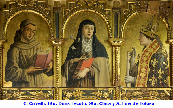 C. Crivelli: Bto. Duns Escoto, Sta. Clara y S. Luis de Tolosa