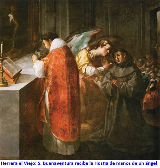 S. Buenaventura recibe la Hostia de manos de un ángel